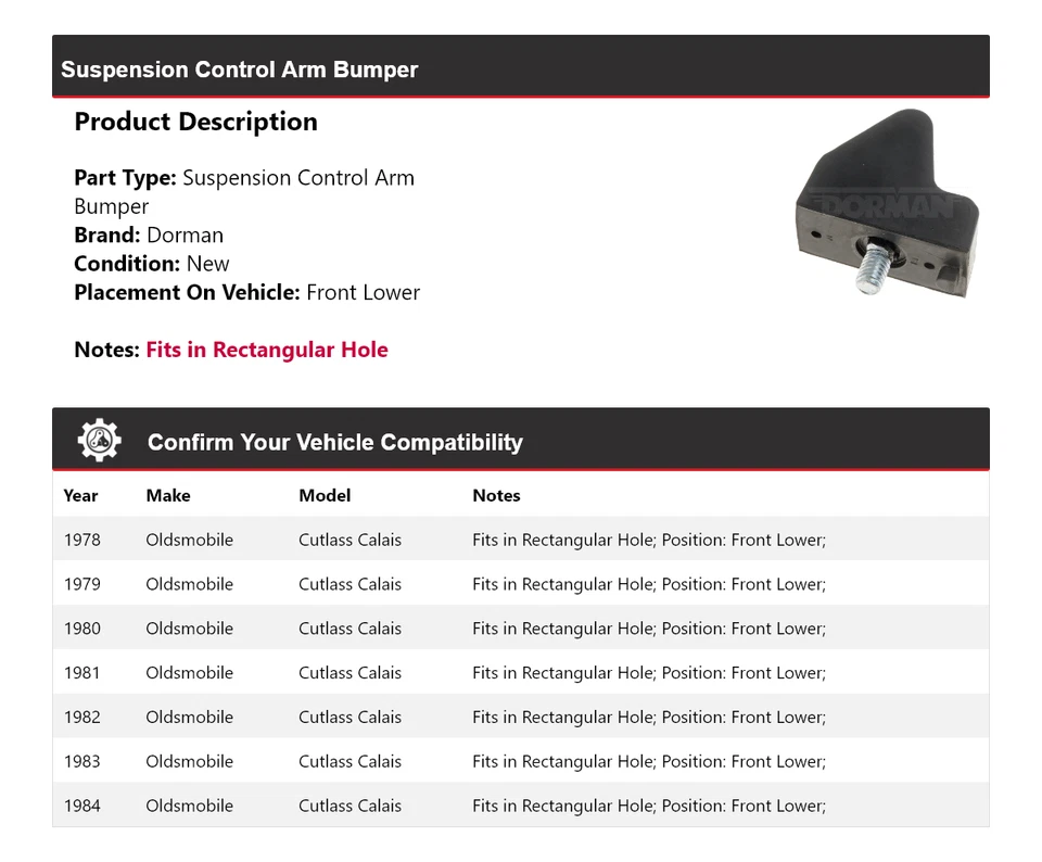 Parachoques delantero inferior brazo de control Oldsmobile Cutlass Calais Dorman 1978-1984 Foto 2 de 4