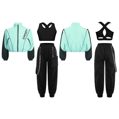Kids Girls Crop Tops With Pants Junior Sweatsuit Casual Tracksuit Summer Sport - Picture 22 of 59