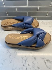 Sam Edelman Kory Leather Knot Strap Platform Espadrilles Sandals Slides Sz 8.5M
