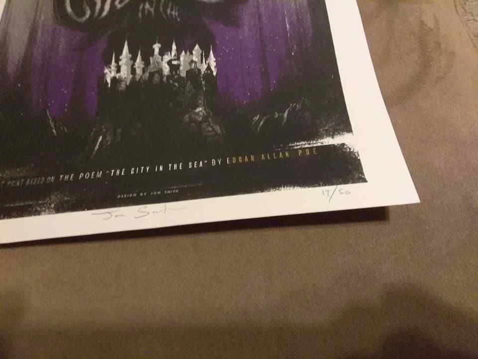 Impresión Edgar Allen Poe de Jon Smith 8,5" x 11", S/N LE 50 CITY BY SEA Foto 2 de 4