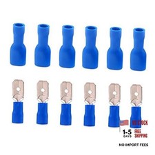 100PCS 16-14 AWG Insulated Male/Female Wire Connectors Spade Terminal Blue