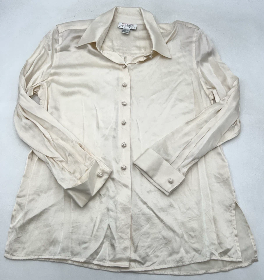 4 CAMISAS TALBOTS MANGA LARGA ABOTONADAS TALLA 12P RAYAS, PUNTO, FIGURA Y SEDA CREMA Foto 2 de 4