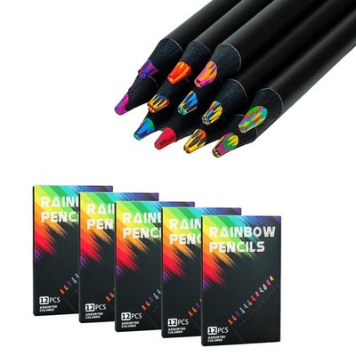 60 PCS Rainbow Colored Pencils Set 12 Colors Art Drawing Supplies