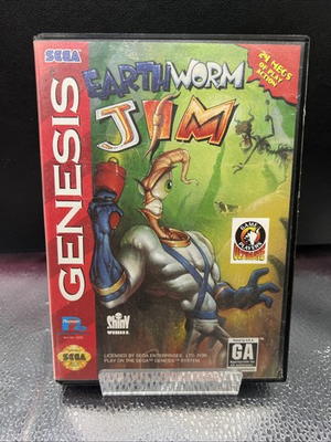 #ad Earthworm Jim Sega Genesis 1994 Tested Complete CIB Working $54.99