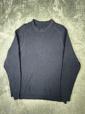 Lululemon Textured Knit Crewneck Sweater Mens Medium Navy Blue Pullover