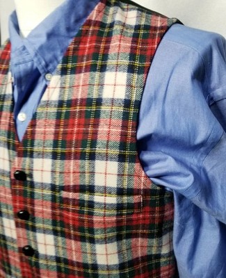 Vintage Pendleton Vest Mens 38 Medium Watch Red Green White Tartan Plaid Wool