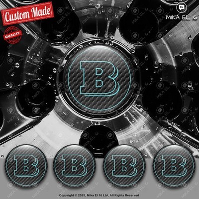 Brabus Decals Set of 4 3D Gel Silicone Center Wheel Caps Stickers