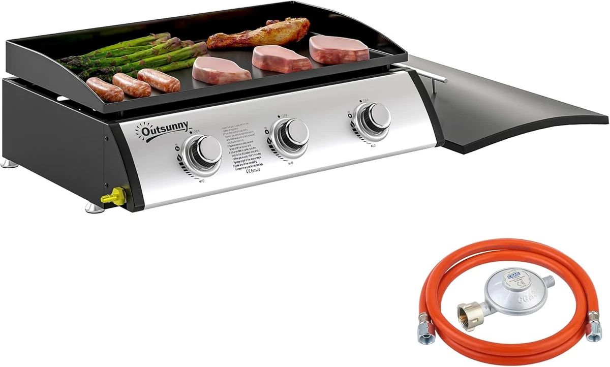 Onlyfire Piastra per piastra con fornello laterale in acciaio inossidabile, piastra per barbecue universale Plancha per la maggior parte delle griglie a gas (33 cm x 31 cm