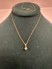 14k yellow gold box chain with diamond charm  — photo 3