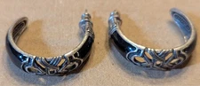 Vgt Edgar Berebi Filigree & Black Enamel Half Hoop Earrings