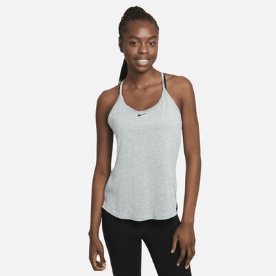 Nike One Elastika Tank Top Women Large Gray Standard Fit Racerback Active DAB299