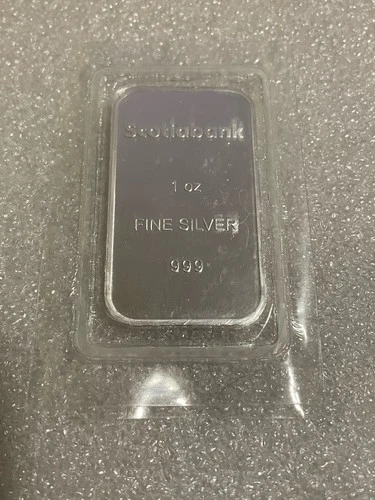 Rare! Scotiabank 1 Troy Oz .999 Fine Silver Bar In Original Plastic