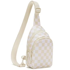 Fashion Waist Pack for Women Stylish Plaid Pattern Adjustable Waterproof Cros...