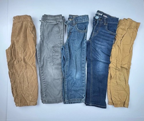 Lot Of (5) Boys Size 4 Denim/ khaki Jeans Carters, Jummping Bean, Wrangles, Cat