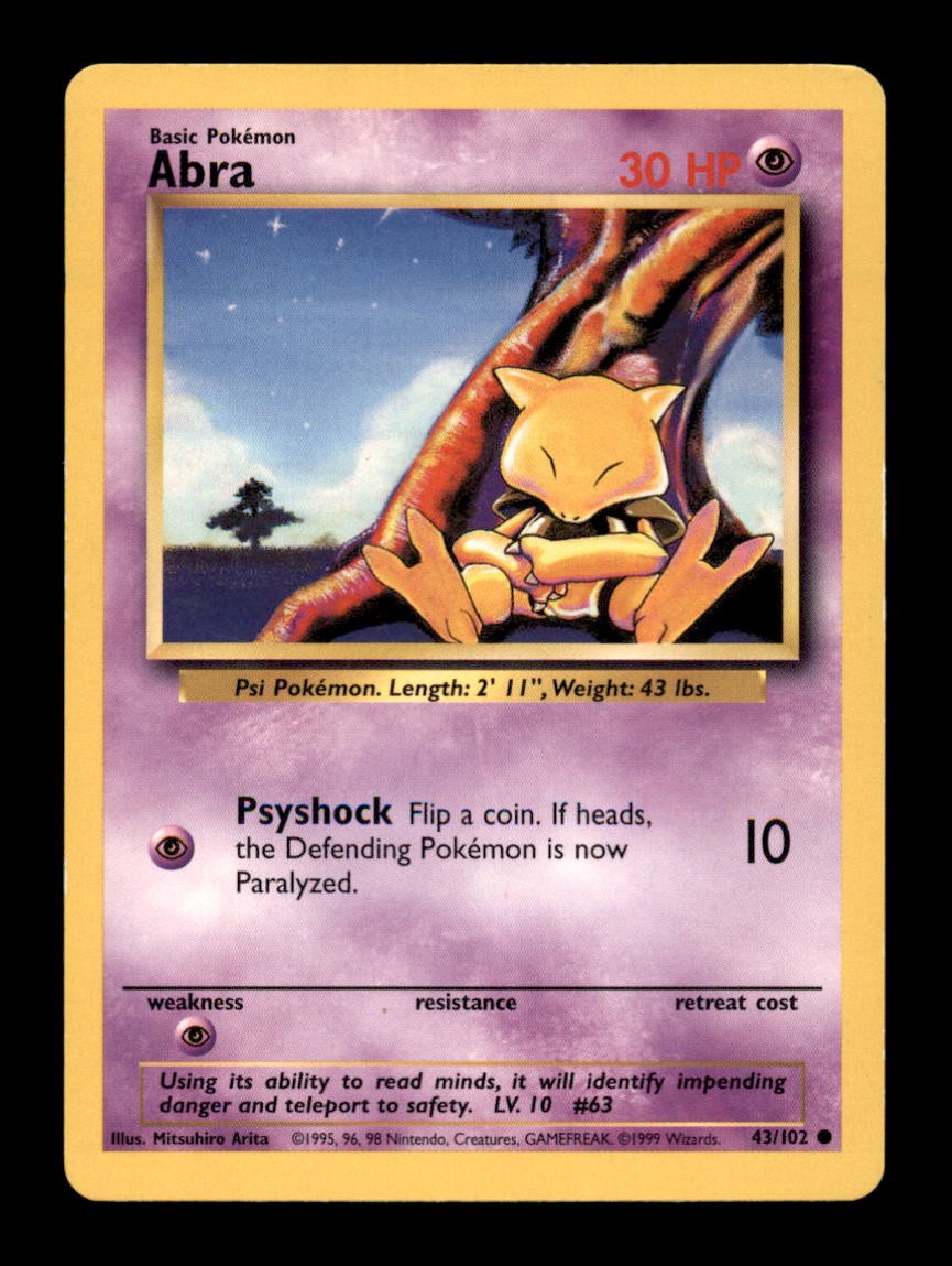 ABRA 43/102 C BASE SET UNLIMITED POKEMON LP