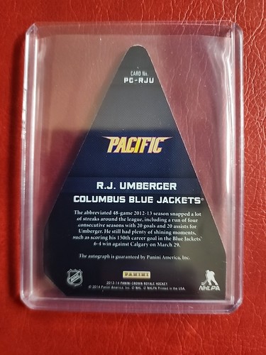 2013-14 Panini Crown Royale - Pacific's Choice Ruby R.J. Umberger /199 (AU) - Picture 2 of 2
