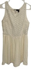 Aqua White Lace Sleeveless Dress Large Polyester USA Lightweight Summer Party