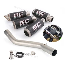 For Kawasaki Ninja ZX6R Carbon Exhaust Muffler Mid Link Pipe Slip On ZX636 09-23