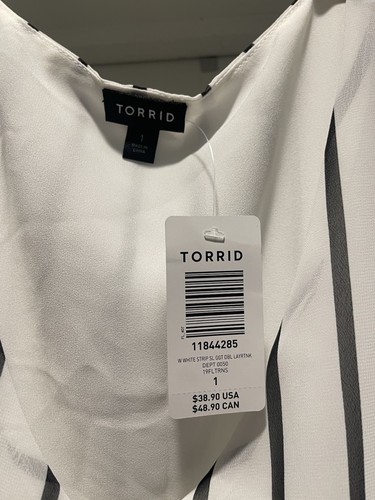 Torrid Georgette Double Layer Swing Tank Black & White Stripes NWT Women's Sz 1X - Picture 2 of 3