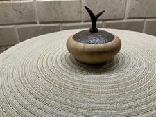 Artist Signed Maple Trinket Dish With A Hammered Copper Lid.