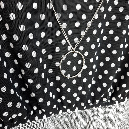 Mini abito vintage Y2K Enfocus trasparente a pois taglia 14P nero bianco grigio nuovo con etichette - Foto 10 di 19