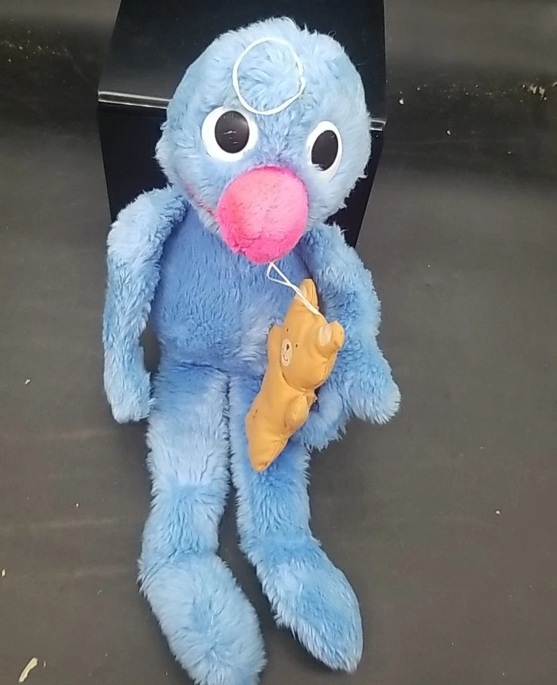 Hasbro Sesame Street Grover Puppet 15" Plush 1985 Softies with Teddy Bear - Image 2 of 4