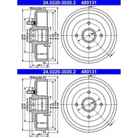 2X ATE 203,0Mm Bremstrommeln Hinten Passend FÜR Ford Focus Ssangyong Actyon