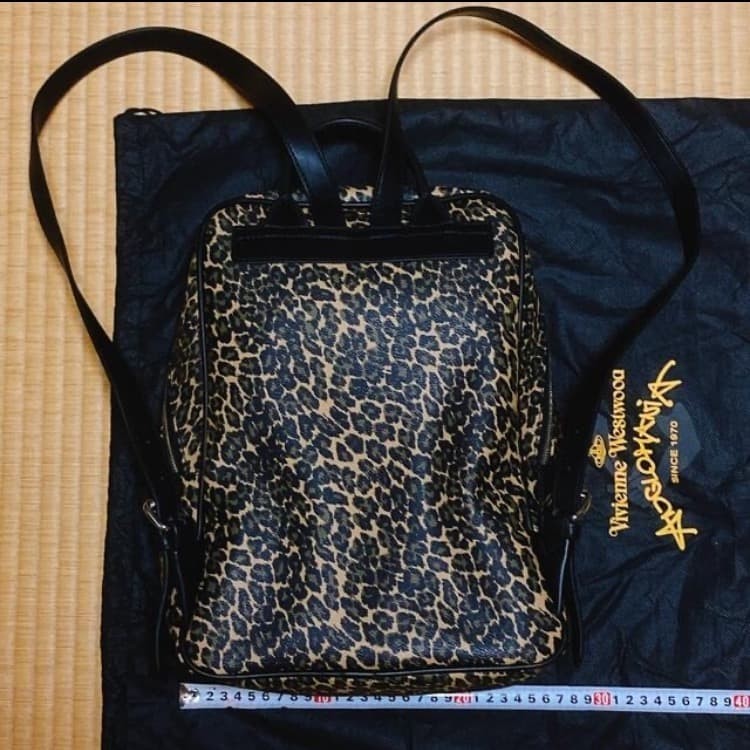 Vivienne Westwood Anglomania Orb Leopard Print Leather Backpack