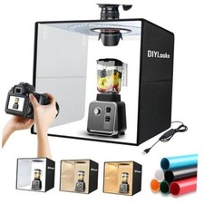 16x16x16 Inch Portable Folding Photo Studio Box with Dimmable Ring 16inch black