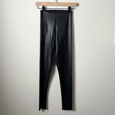 commando black faux leather high rise leggings