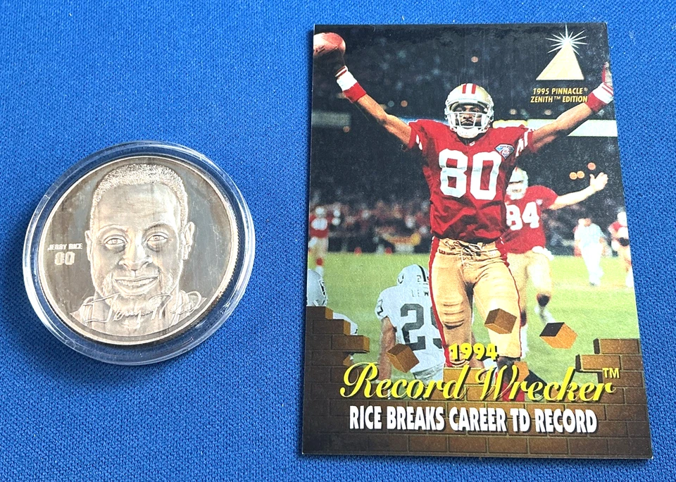 Moneda de plata .999 de 1 onza troy de Jerry Rice Highland Mint/NFL S.F. 49ers/COA+ Foto 2 de 4