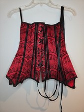 Adore Me Red Black Lace Overbust Corset Size Small Strapless Boned