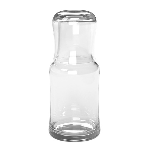 Glass 2 Piece Water Set -Bedside Night Carafe -W/ Tumbler-20Oz - 20 Oz.