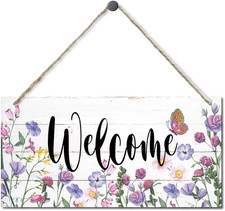 Welcome Decor Sign, Hanging Wood Sign Home Decorative, Printed Wood Wall Art Sig