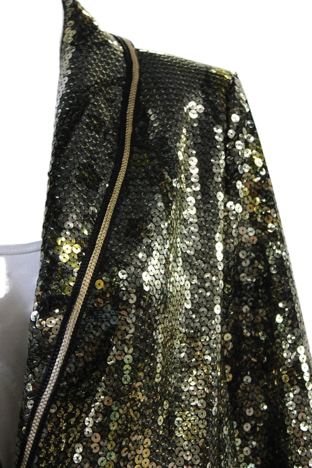 Chaqueta Blazer Etro Mujer Botón Único Floral Paisley Lentejuelas Dorado Talla IT 38 Foto 2 de 4