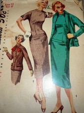 LOVELY VTG 1950s DRESS JACKET Sewing Pattern 12/30