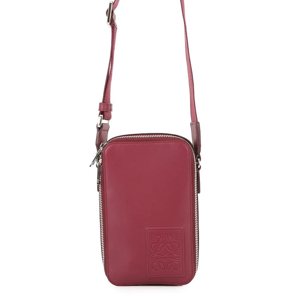 Loewe — LOEWE Vertical crossbody pocket Satin Calf Leather Crimson C565S59X01 1048