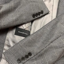 Ermenegildo Zegna Mens Check Gingham Plaid Wool Sport Coat Jacket Blazer 44R EUC