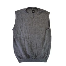 JOS. A. BANK Traveler's Collection Men's Gray V-Neck Merino Wool Vest L