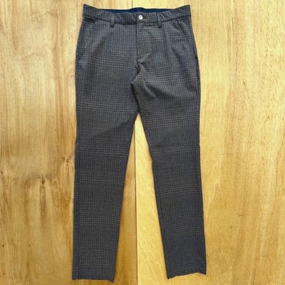 ADIDAS PERFORMANCE PLAID CHECK GOLF TRACK PANTS MEN S sz 32W x 34L Gray NWOT
