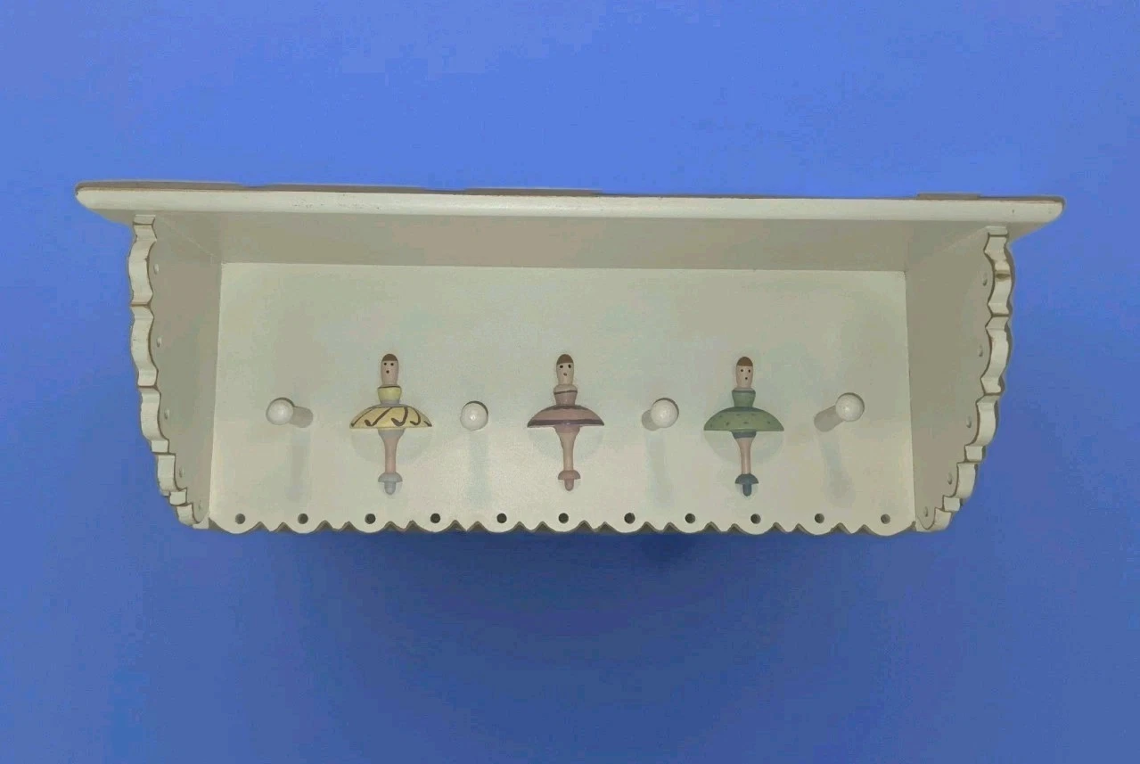Ballerina Display Wall Shelf Pegs Plate Ledge Scalloped Edge Dance Nursery Kids