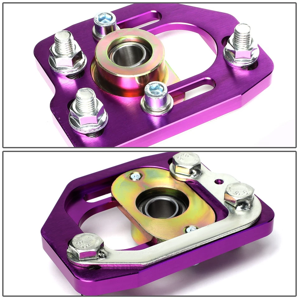 FOR 90-93 FORD MUSTANG FRONT 2PCS ALUMINUM ADJUSTABLE CAMBER/CASTER PLATE PURPLE - Image 4 of 4