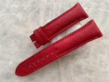 22mm/18mm Red Ostrich Leather Padded Watch Strap Band