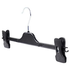 The Hanger Store Black Plastic Clip Hangers for Trousers, Skirts, Coat Clothes