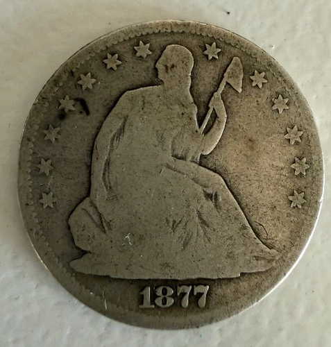 1877 Seated Liberty Silver Half Dollar Coin 50c US Type Good Circulated