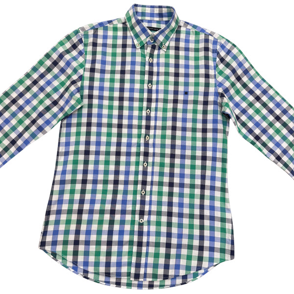 Camisa Purificación García Hombre Talla M Cuadros Algodón 100% Manga Larga
