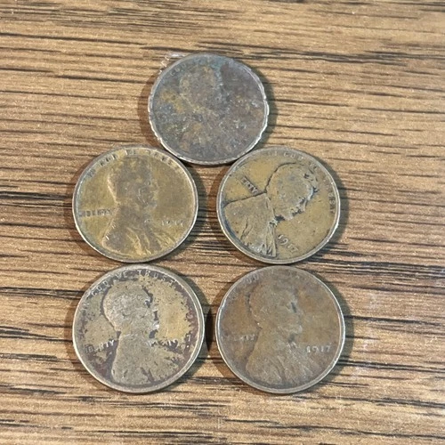 5- 1917 Wheat Penny NO MINT