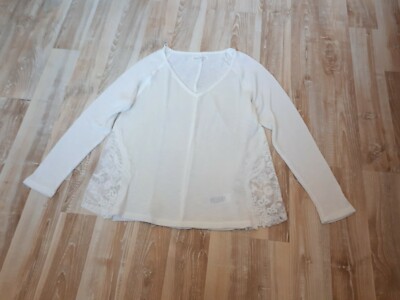 Aeropostale * Pullover leichter Pulli Feinstrick / Spitze XS  D34/36 Woll-Weiß