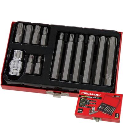 Neilsen 13-teiliges Torx Bit Stern Schlüssel Steckschlüssel lang & kurzes Set 1/2'' T30 - T60