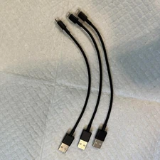 3x 7" Cables for iPhone USB to L-ing Great for Cars Short 7 inch Cords Black